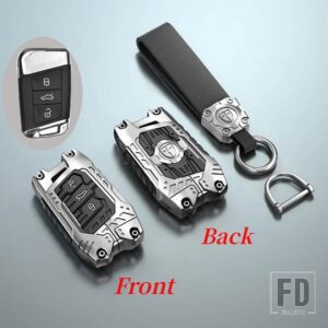 VW 合金キーケースカバーパサート B8 シュコダコディアックスーパーブ A7 2016-20 キーレス FOB シェルスキンホルダー - Silver