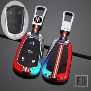 キャデラック 合金キーケースシェル FOB カバーホルダー ATS-L XTS XT4 XT5 XT6 CTS CT6 ATS 28T SRX エスカレードアクセサリー - 4 Btns Silver Red B