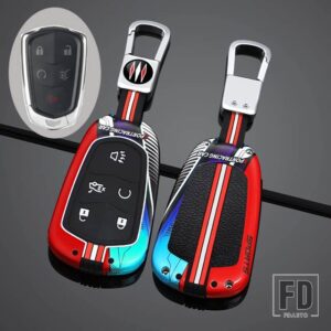 キャデラック 合金キーケースシェル FOB カバーホルダー ATS-L XTS XT4 XT5 XT6 CTS CT6 ATS 28T SRX エスカレードアクセサリー - 5 Btns Silver Red C