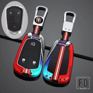 キャデラック 合金キーケースシェル FOB カバーホルダー ATS-L XTS XT4 XT5 XT6 CTS CT6 ATS 28T SRX エスカレードアクセサリー - 3 Btns Silver Red A