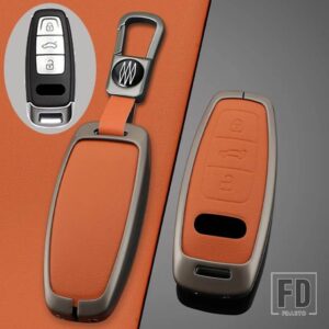 アウディ 3ボタン合金 + 革リモートキー FOB ケースカバー A6L A7 A8 A8L E-TRON Q8 C8 2019 シェルカーアクセサリー - Type 3(FK)