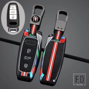 アウディ ファッション合金リモートキーケースカバーシェル A6 A7 A8 E-TRON Q5 Q8 C8 D5 プロテクター FOB カーアクセサリー - Grey Black 1 PC