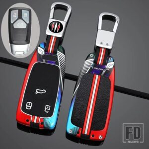 アウディ ファッション亜鉛 + 合金リモートキーケースバッグ A4 A5 B9 Q5 8W Q7 S4 TT 8S S5 RS TFSI キーカーアクセサリー - Silver Red 1 PC