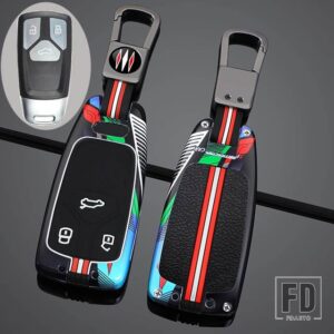 アウディ ファッション亜鉛 + 合金リモートキーケースバッグ A4 A5 B9 Q5 8W Q7 S4 TT 8S S5 RS TFSI キーカーアクセサリー - Grey Black 1 PC
