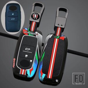 トヨタ ダイハツ 合金キーフォブカバー キーホルダー付き ロッキー用 キーカバー RAIZE キーホルダー リモコンケース用 - 3 Btns Grey Black B