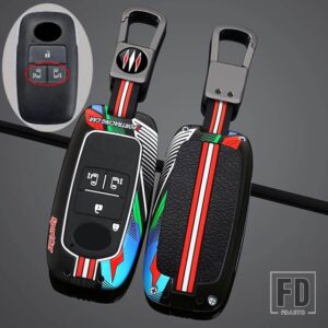 トヨタ ダイハツ 合金キーフォブカバー キーホルダー付き ロッキー用 キーカバー RAIZE キーホルダー リモコンケース用 - 4 Btns Grey Black C