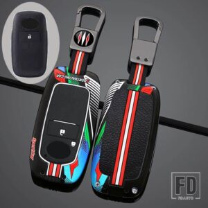 トヨタ ダイハツ 合金キーフォブカバー キーホルダー付き ロッキー用 キーカバー RAIZE キーホルダー リモコンケース用 - 2 Btns Grey Black A