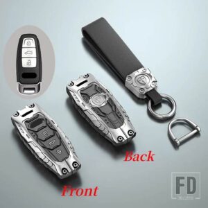 アウディ 合金キーケースカバー A6 A7 A8 E-TRON Q5 Q8 C8 D5 自動車スタイリングシェルホルダーキーホルダーカーアクセサリー - Silver