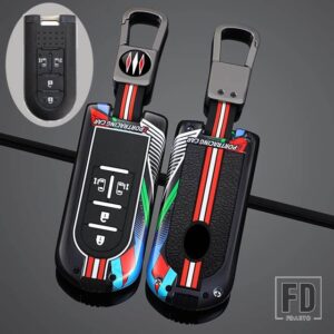 トヨタ ダイハツ 合金 + シリコーンキーケースカバーホルダー ラッシュパッソピクシスジョイエポック タント LA600S MOOVECANVAS LA800S ブーン - 4 Btns Grey Black C