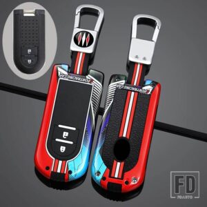 トヨタ ダイハツ 合金 + シリコーンキーケースカバーホルダー ラッシュパッソピクシスジョイエポック タント LA600S MOOVECANVAS LA800S ブーン - 2 Btns Silver Red A