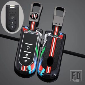 トヨタ ダイハツ 合金 + シリコーンキーケースカバーホルダー ラッシュパッソピクシスジョイエポック タント LA600S MOOVECANVAS LA800S ブーン - 3 Btns Grey Black B