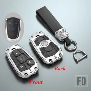 キャデラック キーケースカバー ATS CT6 CTS DTS XT5 エスカレード ESV SRX STS XTS 28T ELR 2014-18 自動シェルホルダー - 4 Buttons Silver
