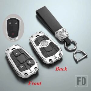 キャデラック キーケースカバー ATS CT6 CTS DTS XT5 エスカレード ESV SRX STS XTS 28T ELR 2014-18 自動シェルホルダー - 3 Buttons Silver
