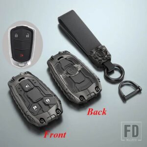 キャデラック キーケースカバー ATS CT6 CTS DTS XT5 エスカレード ESV SRX STS XTS 28T ELR 2014-18 自動シェルホルダー - 3 Buttons Black