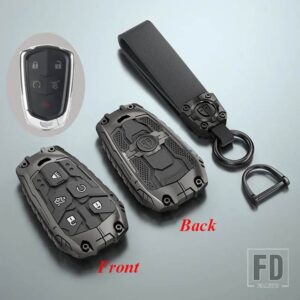 キャデラック キーケースカバー ATS CT6 CTS DTS XT5 エスカレード ESV SRX STS XTS 28T ELR 2014-18 自動シェルホルダー - 5 Buttons Black
