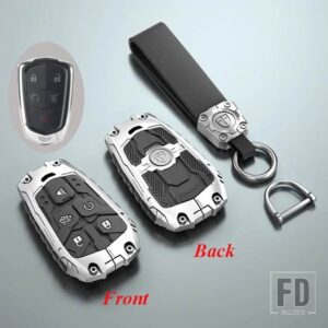 キャデラック キーケースカバー ATS CT6 CTS DTS XT5 エスカレード ESV SRX STS XTS 28T ELR 2014-18 自動シェルホルダー - 5 Buttons Silver