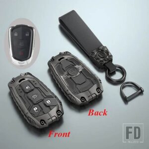 キャデラック キーケースカバー ATS CT6 CTS DTS XT5 エスカレード ESV SRX STS XTS 28T ELR 2014-18 自動シェルホルダー - 4 Buttons Black