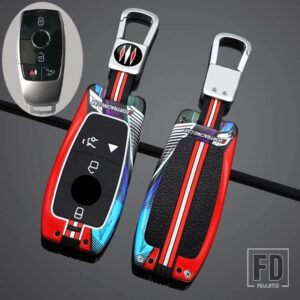 メルセデスベンツ 合金車リモートキーケースカバーシェル A C E S G クラス GLC CLE CLA W177 W205 W213 W222 X167 アクセサリー - 4 Btns Silver Red