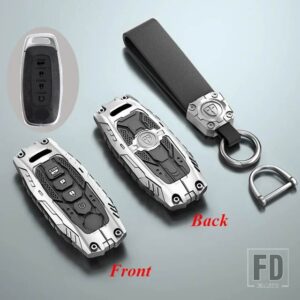 日産 ファッションメタル + シリコンキーケースホルダーカバー エクストレイル T33 キックキャシュカイ J12 ジュークティアナアルティマアリヤ - 4 Btns Silver(Trunk)