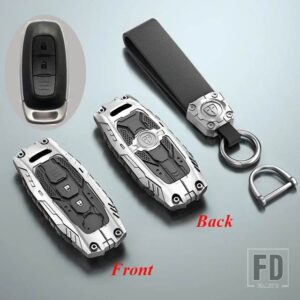 日産 ファッションメタル + シリコンキーケースホルダーカバー エクストレイル T33 キックキャシュカイ J12 ジュークティアナアルティマアリヤ - 2 Btns Silver