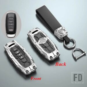日産 ファッションメタル + シリコンキーケースホルダーカバー エクストレイル T33 キックキャシュカイ J12 ジュークティアナアルティマアリヤ - 5 Btns Silver