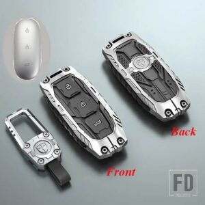 金属キーカバー FOB ケースプロテクターホルダーシェルバッグ一流の理想 LIXIANG L9 L8 L7 最大李自動キーホルダーアクセサリー - Silver Type 1