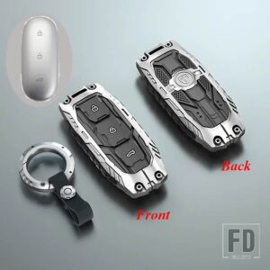 金属キーカバー FOB ケースプロテクターホルダーシェルバッグ一流の理想 LIXIANG L9 L8 L7 最大李自動キーホルダーアクセサリー - Silver Type