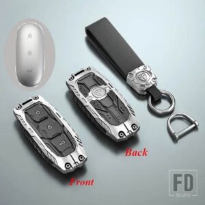 金属キーカバー FOB ケースプロテクターホルダーシェルバッグ一流の理想 LIXIANG L9 L8 L7 最大李自動キーホルダーアクセサリー - Silver