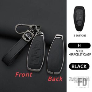 フォード 合金リモートキーケースカバーシェルフォブフォーカス 3 4 ST フィエスタフュージョンクーガ ECOSPORT モンデオ MK3 MK4 アクセサリー - Black 1 pc