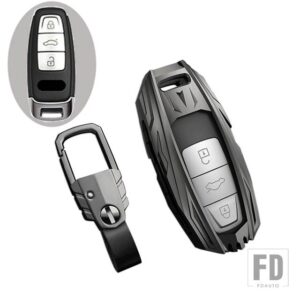 アウディ 金属 + TPU 車リモートキーケースカバーシェル A6 A7 A8 E-TRON Q5 Q8 C8 D5 キーホルダープロテクター FOB カーアクセサリー - grey