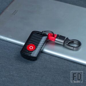 カーボン ABS キーカバーケースヤマハ X-MAX 250 125 309 300 400 2020 2021 AEROX NVX155 QBIX JAUNS キーケース自動 - Carbon Red