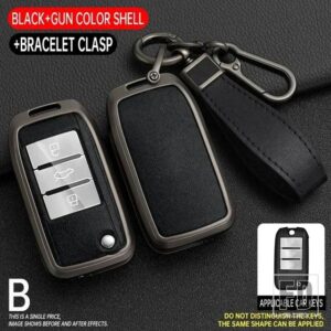 合金 + レザーキーケースカバー MG MG3 MG5 MG6 MG7 ZS GT GS 栄威 RX5 350 360 750 フリップキープロテクターシェル FOB - Grey Black 1 PC