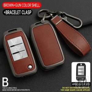 合金 + レザーキーケースカバー MG MG3 MG5 MG6 MG7 ZS GT GS 栄威 RX5 350 360 750 フリップキープロテクターシェル FOB - Grey Brown 1 PC