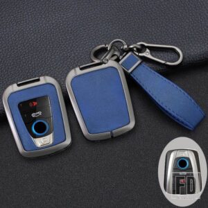 BMW 合金 + PU レザー車スマート RENMOTE キーケースカバー I3 I8 シリーズホルダーシェルキーホルダーアクセサリー - blue 1 pc