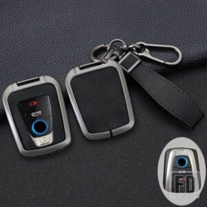 BMW 合金 + PU レザー車スマート RENMOTE キーケースカバー I3 I8 シリーズホルダーシェルキーホルダーアクセサリー - Black 1 pc