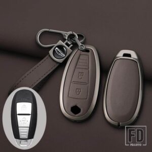 スズキ 2 3ボタン合金リモートキーシェルカバーケース VITARA スイフトイグニスキザシ SX4 バレーノ ERTIGA 2016-19 - 2 Btns Brown 1 PC
