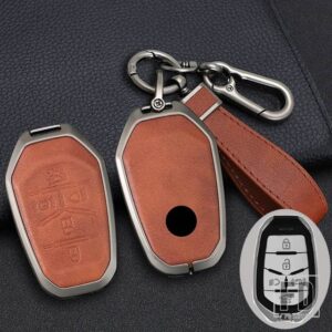 5ボタン合金リモートキーケースカバーシェル双竜レクストン Y400 Y450 G4 2021 2022 キーレスプロテクターホルダー FOB - Brown