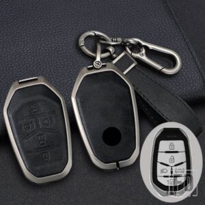5ボタン合金リモートキーケースカバーシェル双竜レクストン Y400 Y450 G4 2021 2022 キーレスプロテクターホルダー FOB - Black