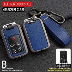 ボルボ 合金 + TPU 5/6 ボタンリモートキーホルダーシェルケースフルカバー XC60 V60 S60 S80 XC70 V40 - Grey Blue 1 PC