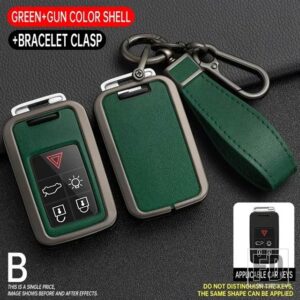 ボルボ 合金 + TPU 5/6 ボタンリモートキーホルダーシェルケースフルカバー XC60 V60 S60 S80 XC70 V40 - Grey Green 1 PC