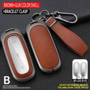 合金キーケースキーホルダー LEADING IDEAL LIXIANG L9 L8 L7 ONE MAX スマートカーキーレスリモートエントリー FOB カバー自動車アクセサリー - Brown 1 PC