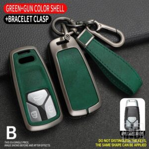 アウディ 合金 + TPU 車リモートキーケースカバー A4 A4L A5 Q5 Q7 TT TTS 8S B9 2016 2017 2018 キーシェルアクセサリー - Grey Green 1 PC