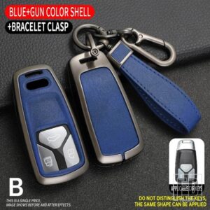 アウディ 合金 + TPU 車リモートキーケースカバー A4 A4L A5 Q5 Q7 TT TTS 8S B9 2016 2017 2018 キーシェルアクセサリー - Grey Blue 1 PC