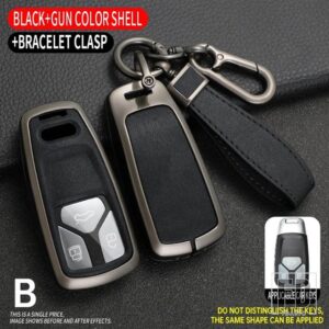 アウディ 合金 + TPU 車リモートキーケースカバー A4 A4L A5 Q5 Q7 TT TTS 8S B9 2016 2017 2018 キーシェルアクセサリー - Grey Black 1 PC