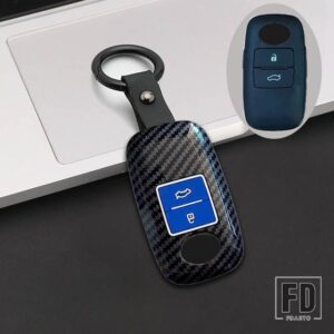 トヨタ ダイハツ カーボン ABS リモートキー FOB カバーケースシェルホルダープロテクター ヤリス ATIV RAIZE VELOZ AVANZA RUSH PERODUA - 3 Buttons Blue