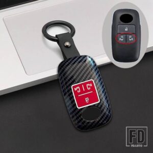 トヨタ ダイハツ カーボン ABS リモートキー FOB カバーケースシェルホルダープロテクター ヤリス ATIV RAIZE VELOZ AVANZA RUSH PERODUA - 4 Btns Red(Door)