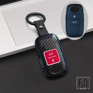トヨタ ダイハツ カーボン ABS リモートキー FOB カバーケースシェルホルダープロテクター ヤリス ATIV RAIZE VELOZ AVANZA RUSH PERODUA - 3 Buttons Red