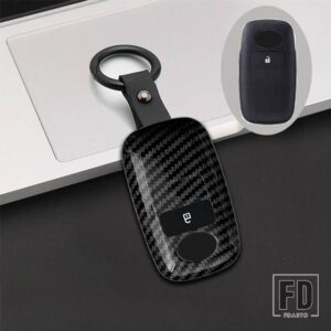 トヨタ ダイハツ カーボン ABS リモートキー FOB カバーケースシェルホルダープロテクター ヤリス ATIV RAIZE VELOZ AVANZA RUSH PERODUA - 2 Buttons Black