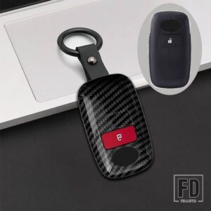 トヨタ ダイハツ カーボン ABS リモートキー FOB カバーケースシェルホルダープロテクター ヤリス ATIV RAIZE VELOZ AVANZA RUSH PERODUA - 2 Buttons Red