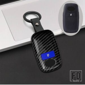 トヨタ ダイハツ カーボン ABS リモートキー FOB カバーケースシェルホルダープロテクター ヤリス ATIV RAIZE VELOZ AVANZA RUSH PERODUA - 2 Buttons Blue